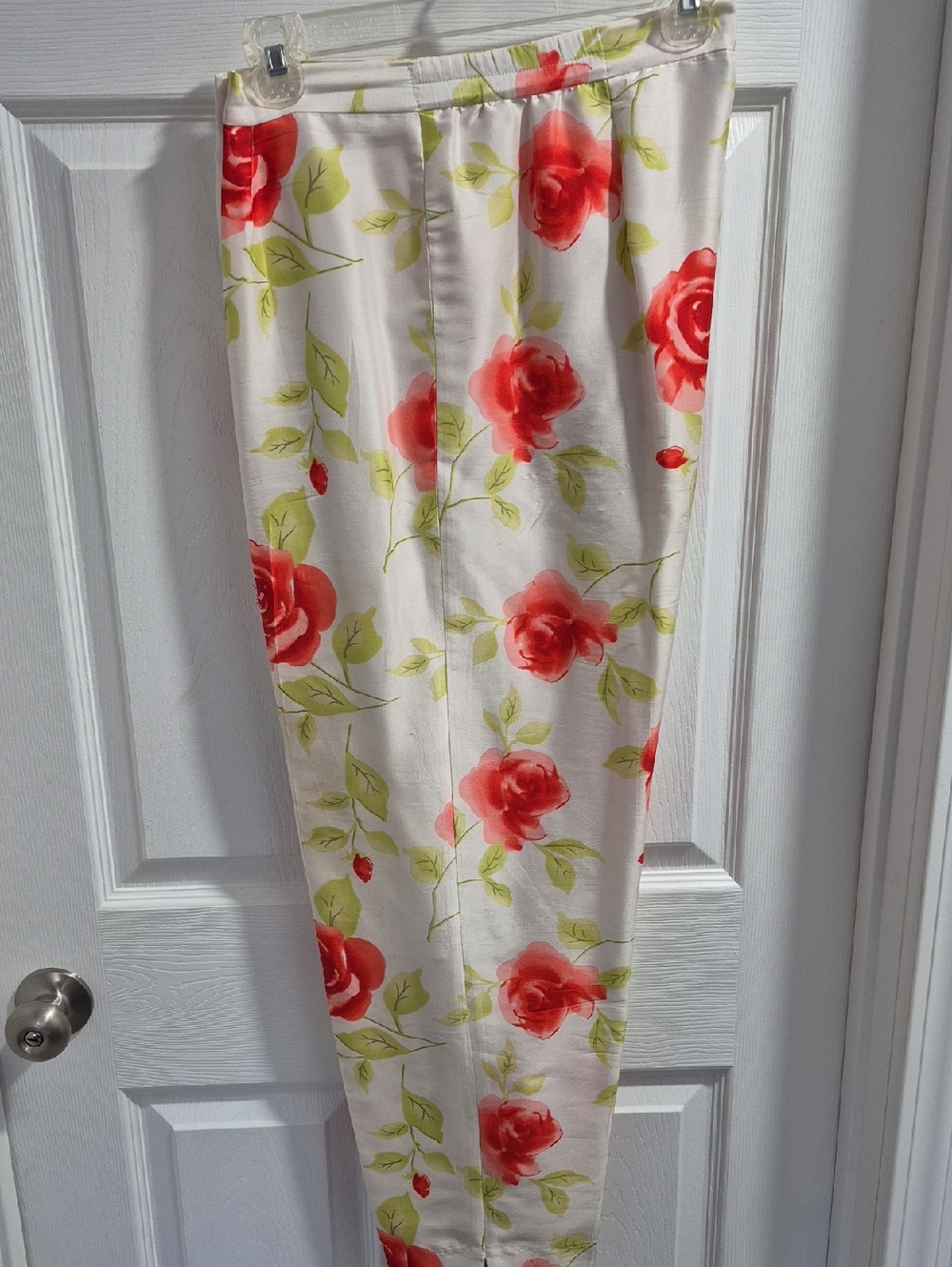 Silk Skirt by I.S.C. with Red Floral Accent